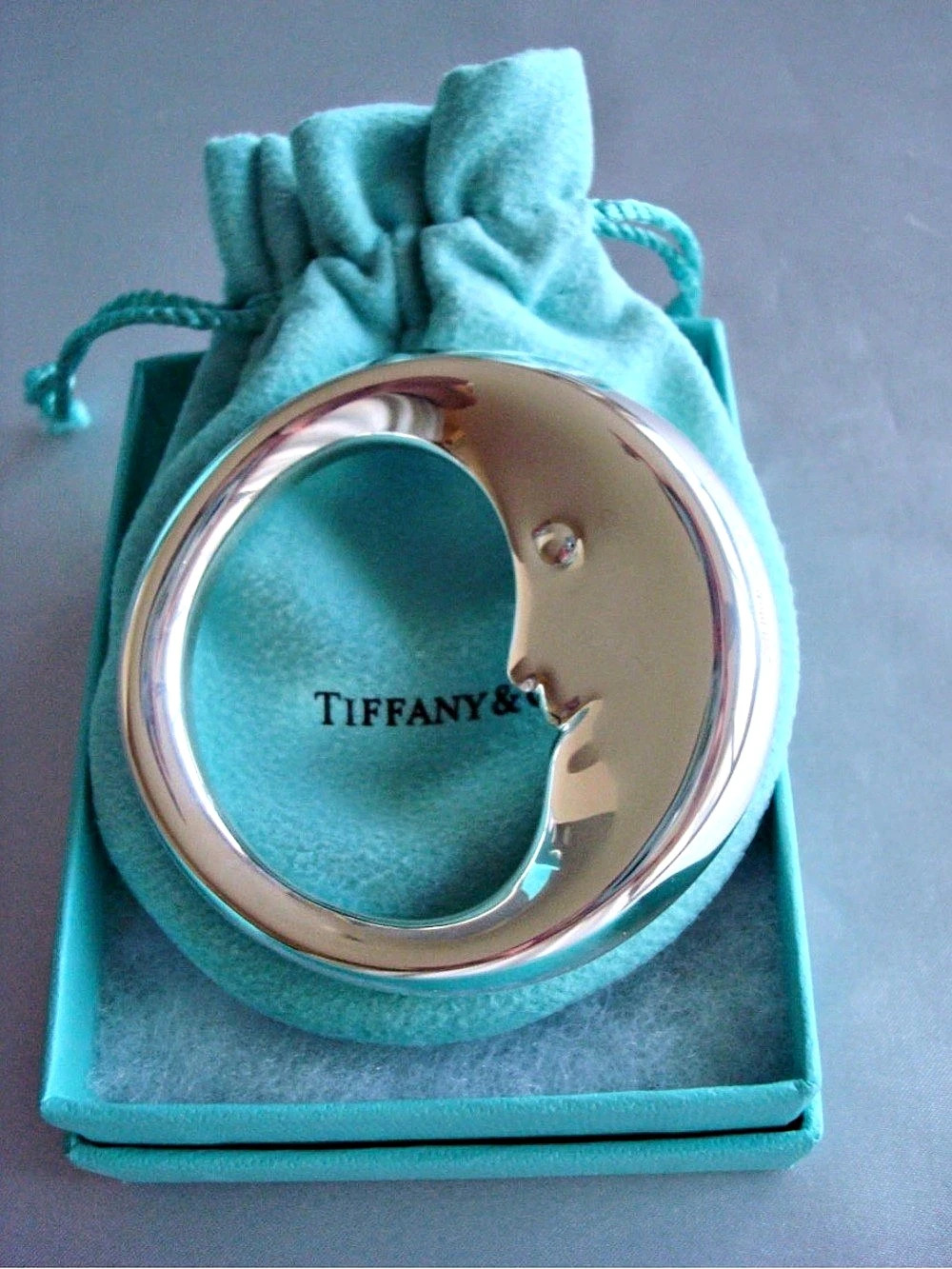 Tiffany & Co. Man in the Moon Baby Rattle. in Silver Vintage